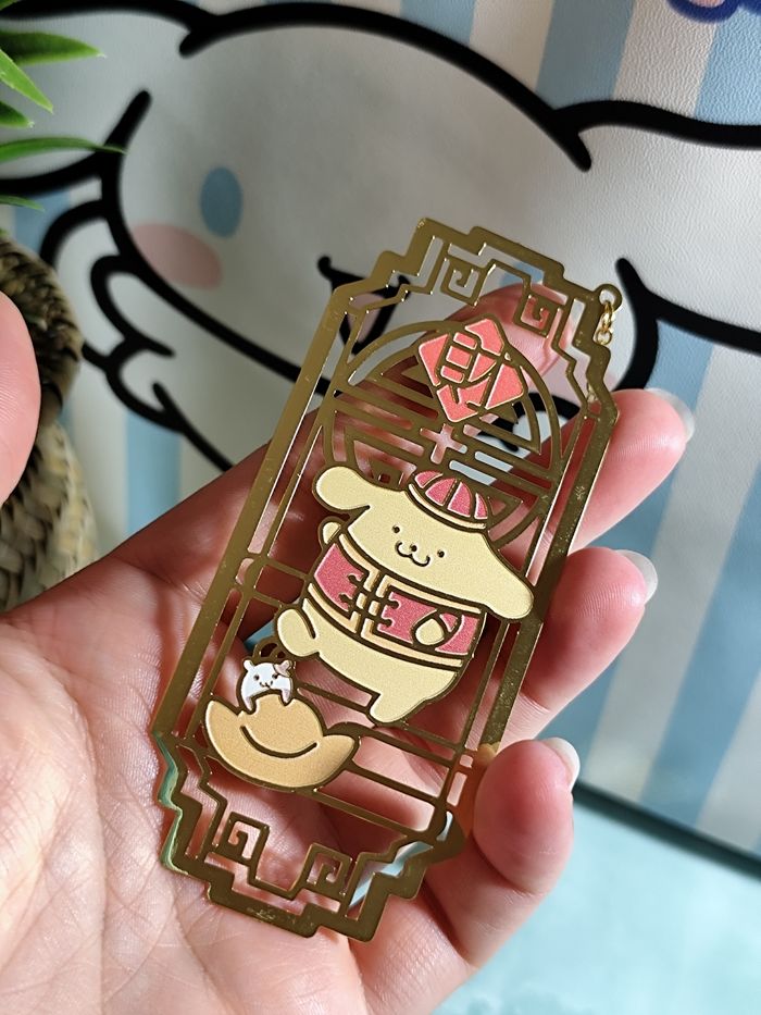 marque page en métal sanrio kawaii pompompurin - photo numéro 2