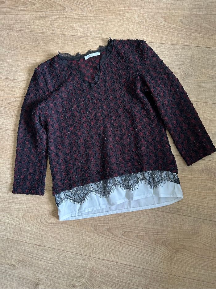 Pull bordeaux et blanc LolaLiza taille française L TBE (taille petit) - photo numéro 7