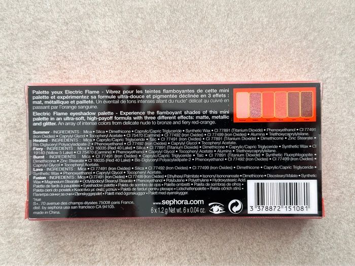 Palette Electric Flame de Sephora Collection - photo numéro 2