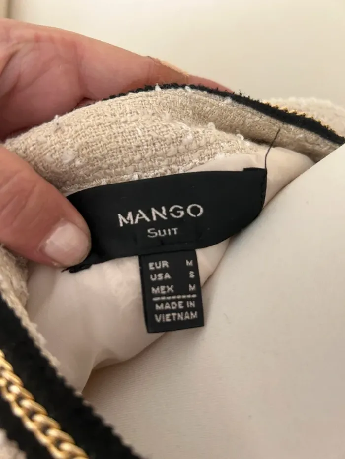 Mango, veste, blazer, beige et noir, femme, taille 38 - photo numéro 4
