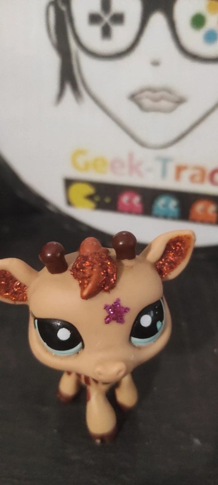 Littlest Petshop LPS girafe 2348 hasbro Pet Shop Girafe Gliter Flower Paillettes - photo numéro 4