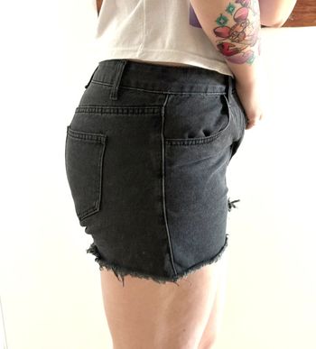 Short en jean denim noir taille haute Shein L