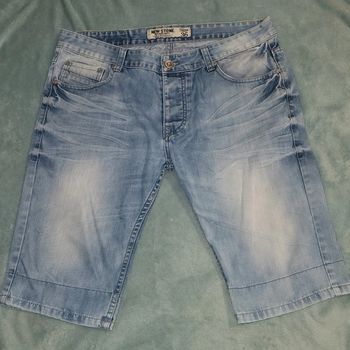 Short Bernuda en Jeans Vintage Y2K Hip Hop Brodé 👖 The New Stone - Taille W36 - FR46