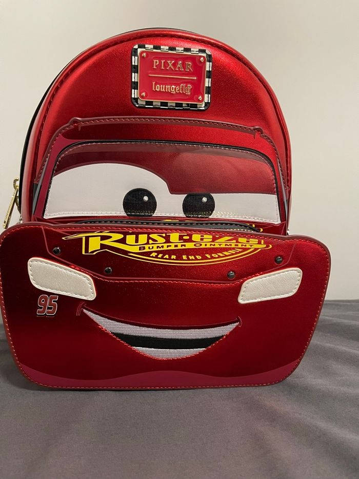 Loungefly Disney Pixar Cars Metallic Lightning McQueen Cosplay Mini Backpack USA