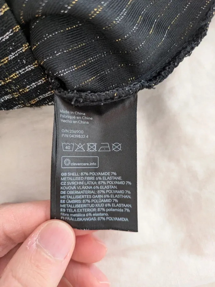 Robe moulante noire rayures dorées - H&M Divided 34 (XS) - photo numéro 4