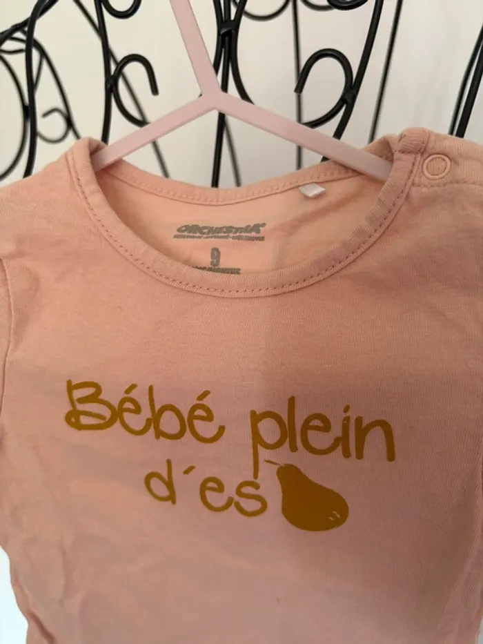 T-shirt rose “bébé plein d’espoir” - Orchestra - 9 mois - photo numéro 2