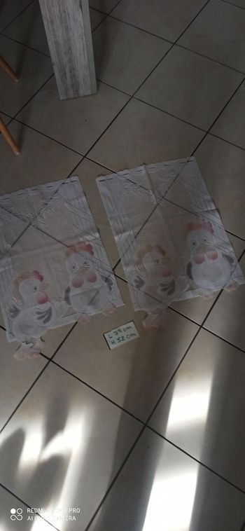 2 rideaux motifs poule