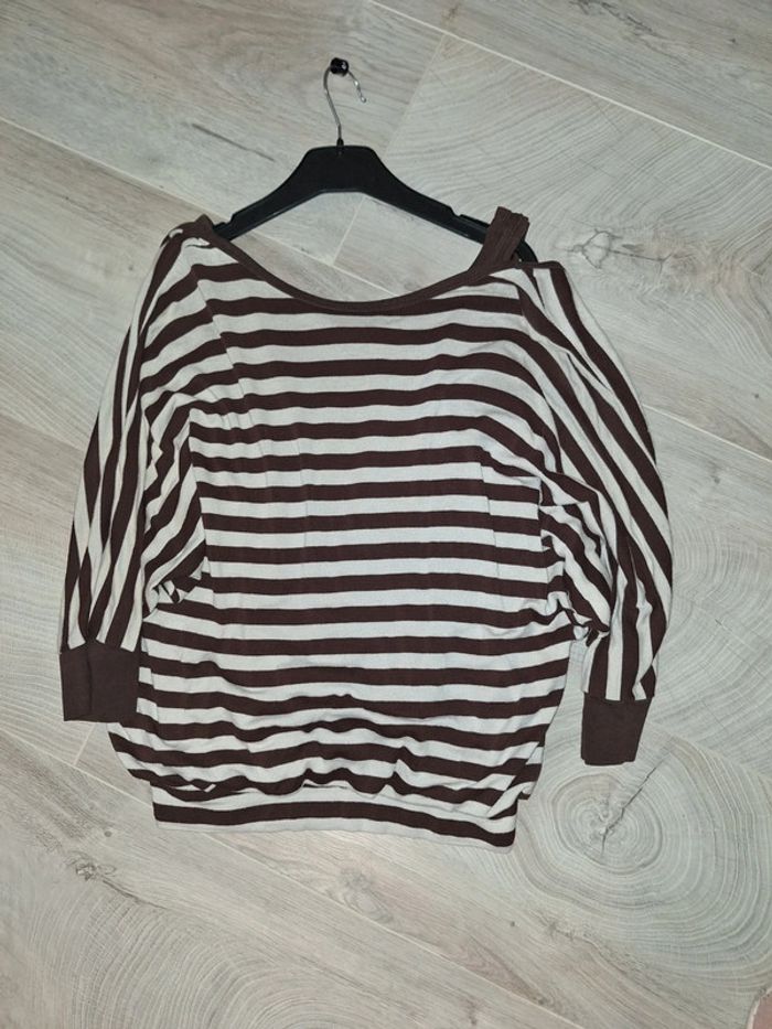 Haut à rayures marrons et blanches bonobo 36 - photo numéro 4
