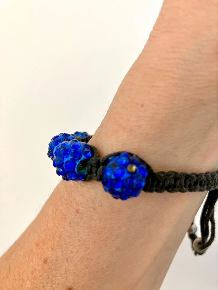 Bracelet shamballa boules et strass bleus - photo numéro 4