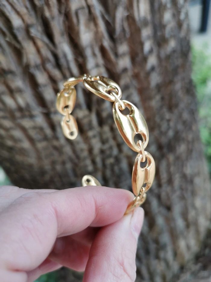 A33 bracelet jonc doré acier inoxydable ajustable grain de café - photo numéro 2