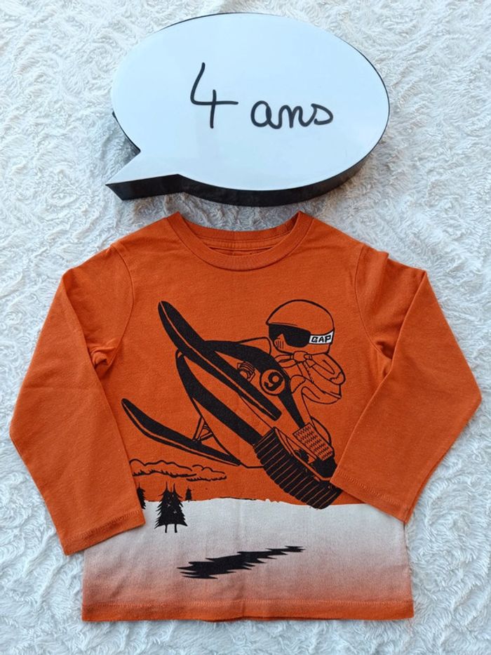 Tee shirt manches longues Garçon 4 ans neige BabyGap