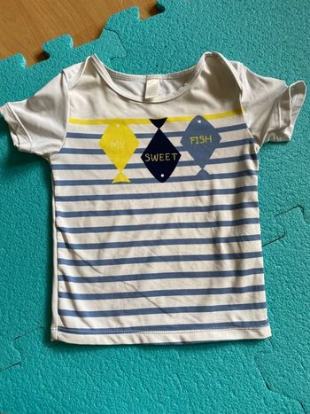 T-shirt anti Uv « my Sweet Fish » Obaidi Taille 18 M  Bon état à cause de bouloches dues aux lavages