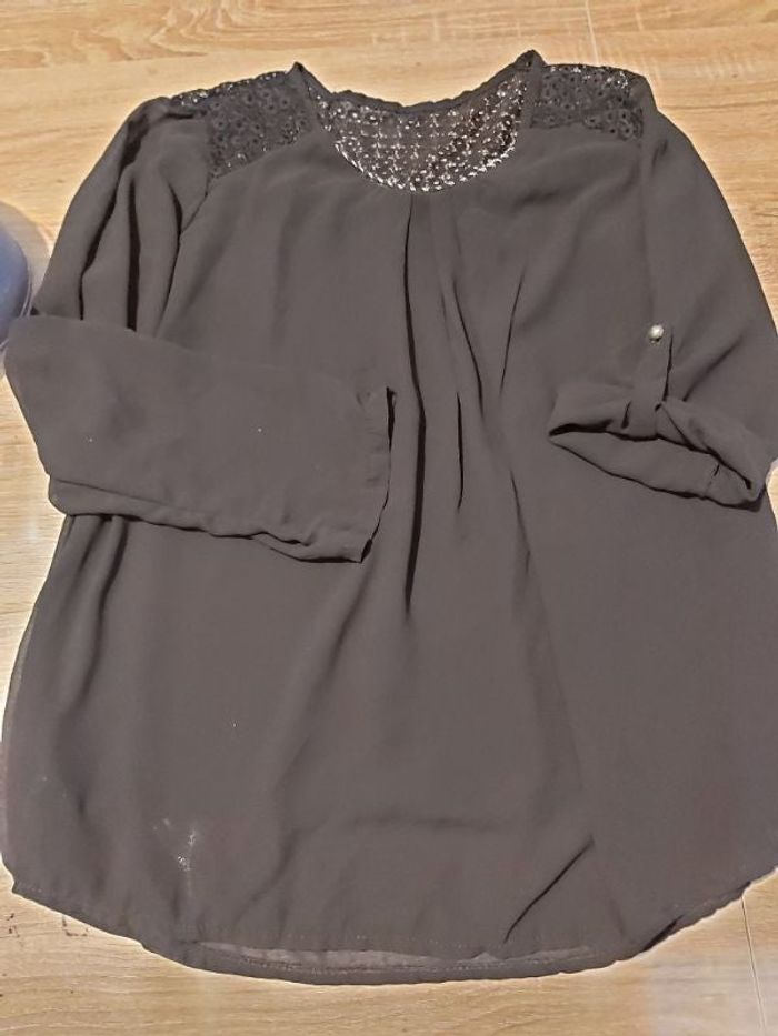 Blouse noire manches réglables