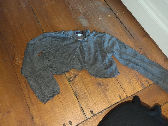 Gilet court boléro gris paillettes sergent major 6 ans - photo numéro 2