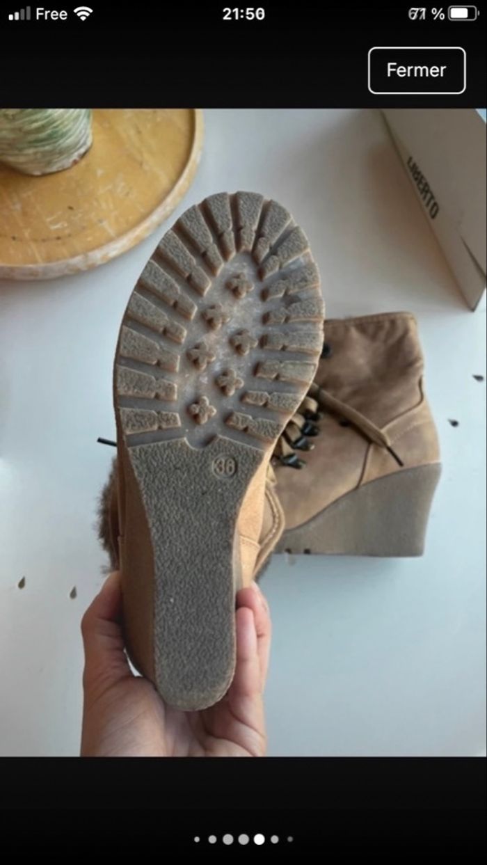 Bottines compensées fausse fourrure - photo numéro 5