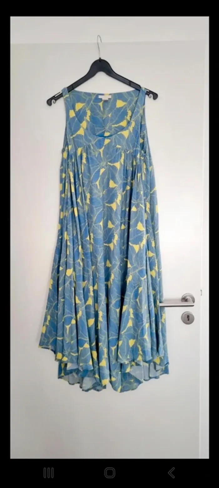 Robe h&m longue imprimée bleu vert 38 - photo numéro 4