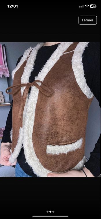 Gilet sans manche fourre marron taille s