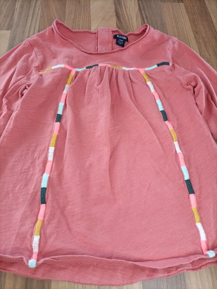 Tee-shirt manches longues ocre et motifs multicolores 3 ans Kiabi - photo numéro 3