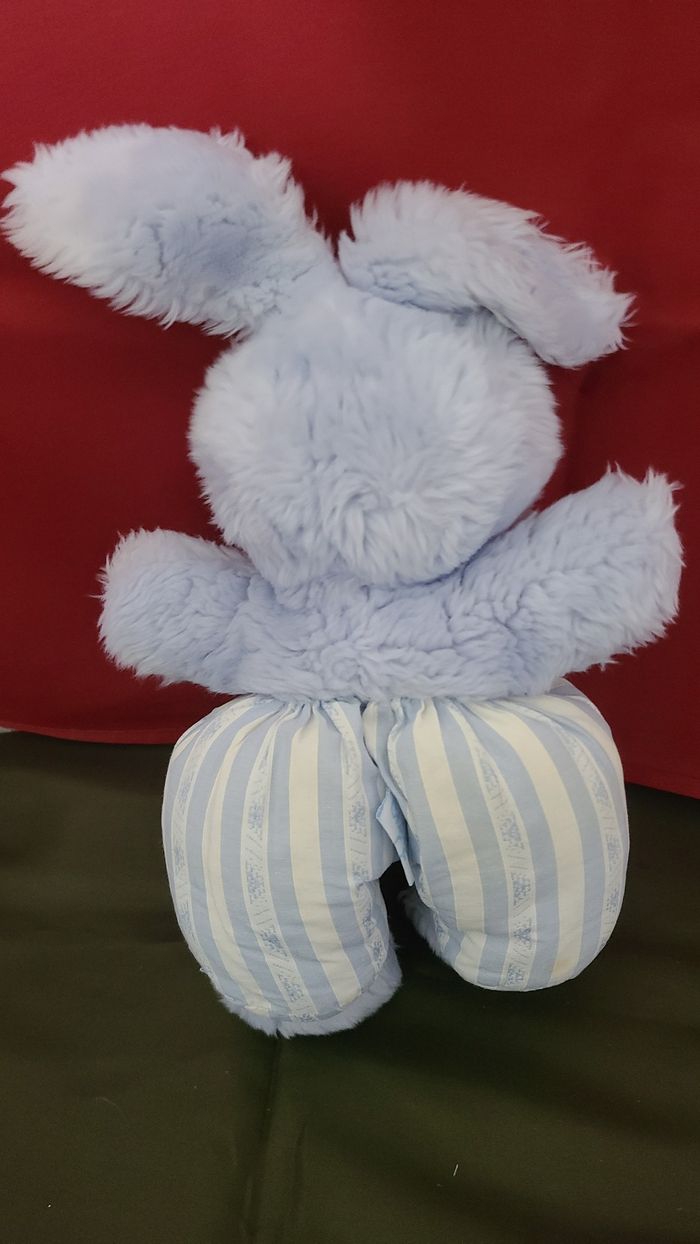 Doudou lapin salopette rayé bleu TARTINE ET CHOCOLAT - photo numéro 3