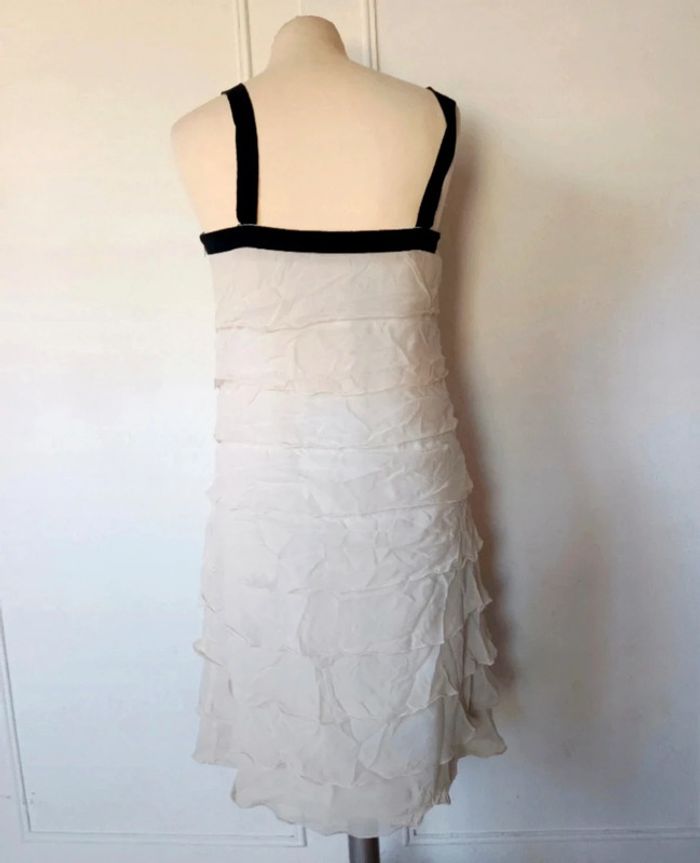 💎 robe en soie femme volant noir écru maison 123 Paris  taille M 38 - photo numéro 2