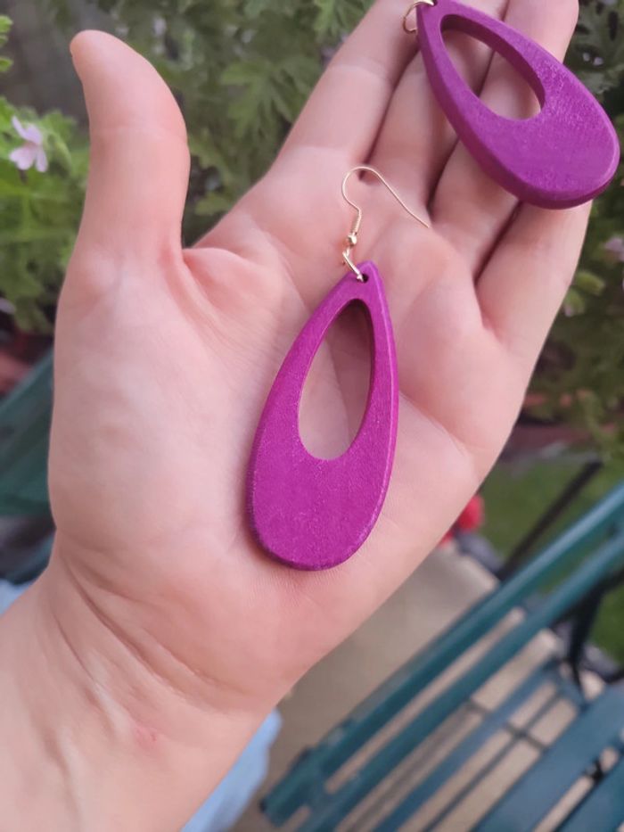 Clips goutte violette en bois - photo numéro 6