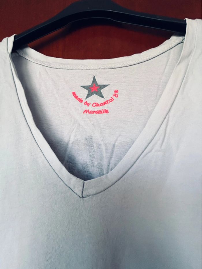 T-shirt blanc col v Chantal B 38-40 - photo numéro 3