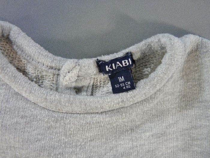 Pull sweat molleton gris rose fleurs kiabi 1 mois 52 – 55 cm fille - photo numéro 3
