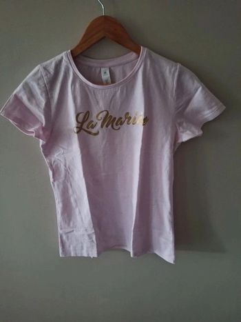 Tee-shirt col rond rose La Mariée S