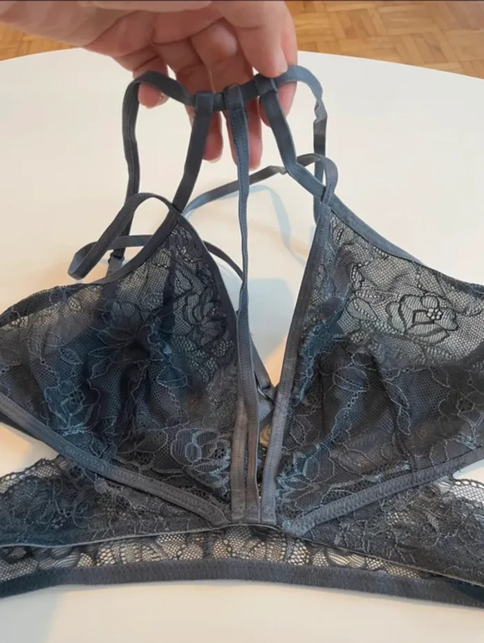 Brassière dentelle gris anthracite taille M - photo numéro 3