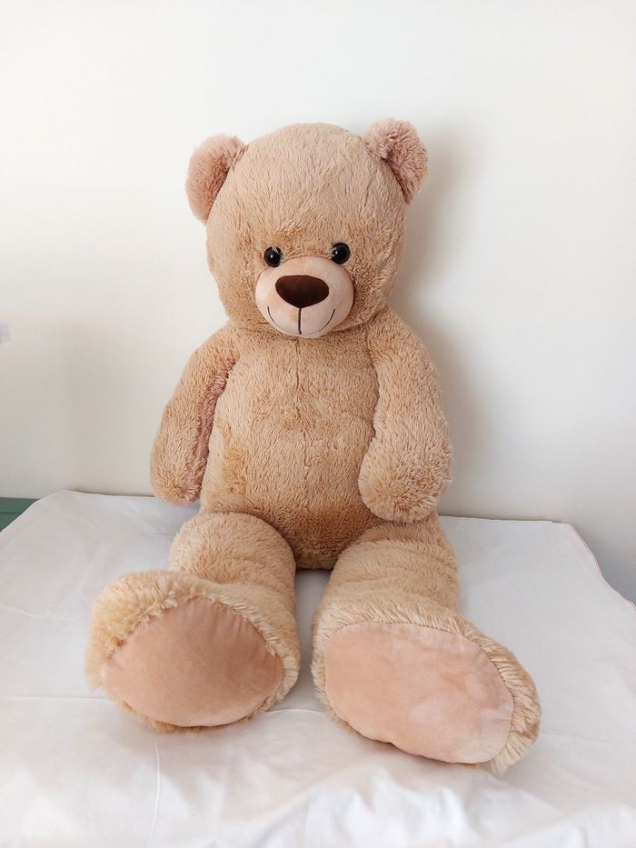 Grande peluche doudou ours géant beige 1 mètre Max & Sax Carrefour