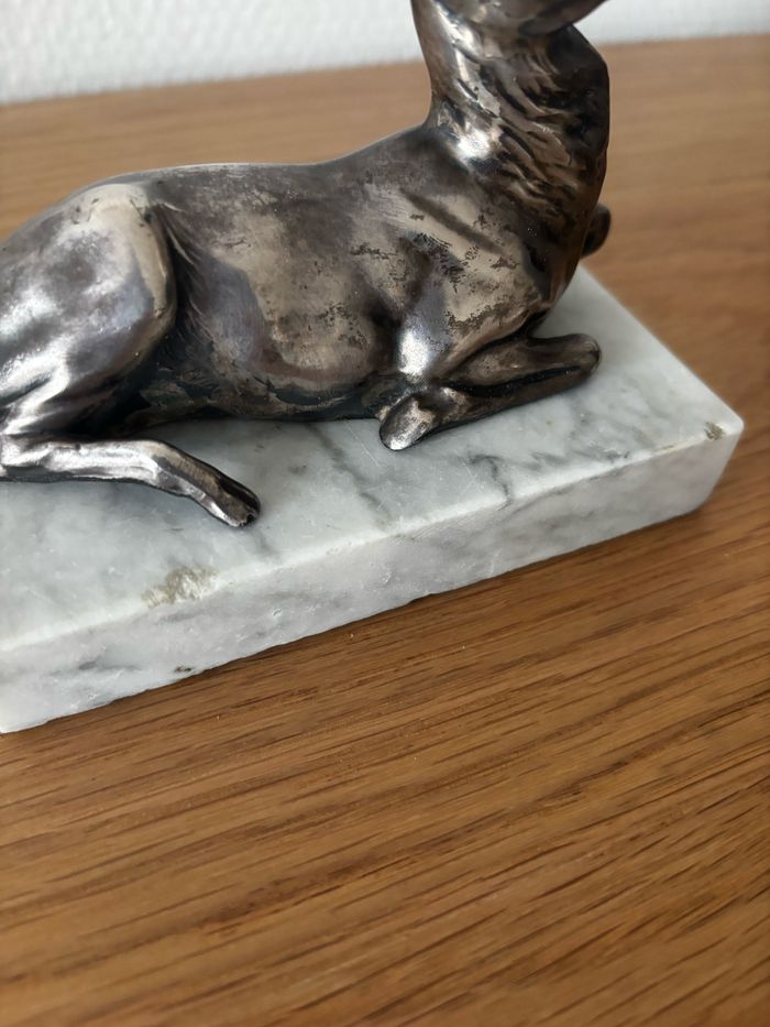 Vintage serre livres cerf marbre et métal - photo numéro 3