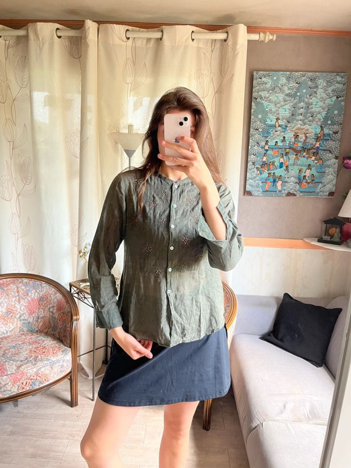 Blouse lin vintage bohème champêtre hippie Ibiza