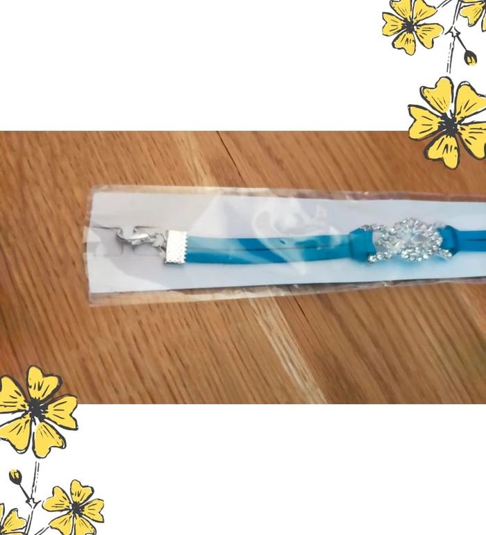 Bracelet simili cuir turquoise avec œil en strass – Neuf & scintillant - photo numéro 5