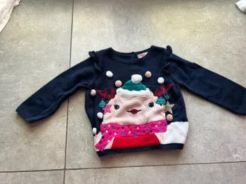 Pull de Noël bleu marine DPAM 24mois 86cm