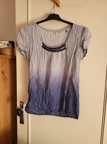 Blouse blanc bleu imprimee