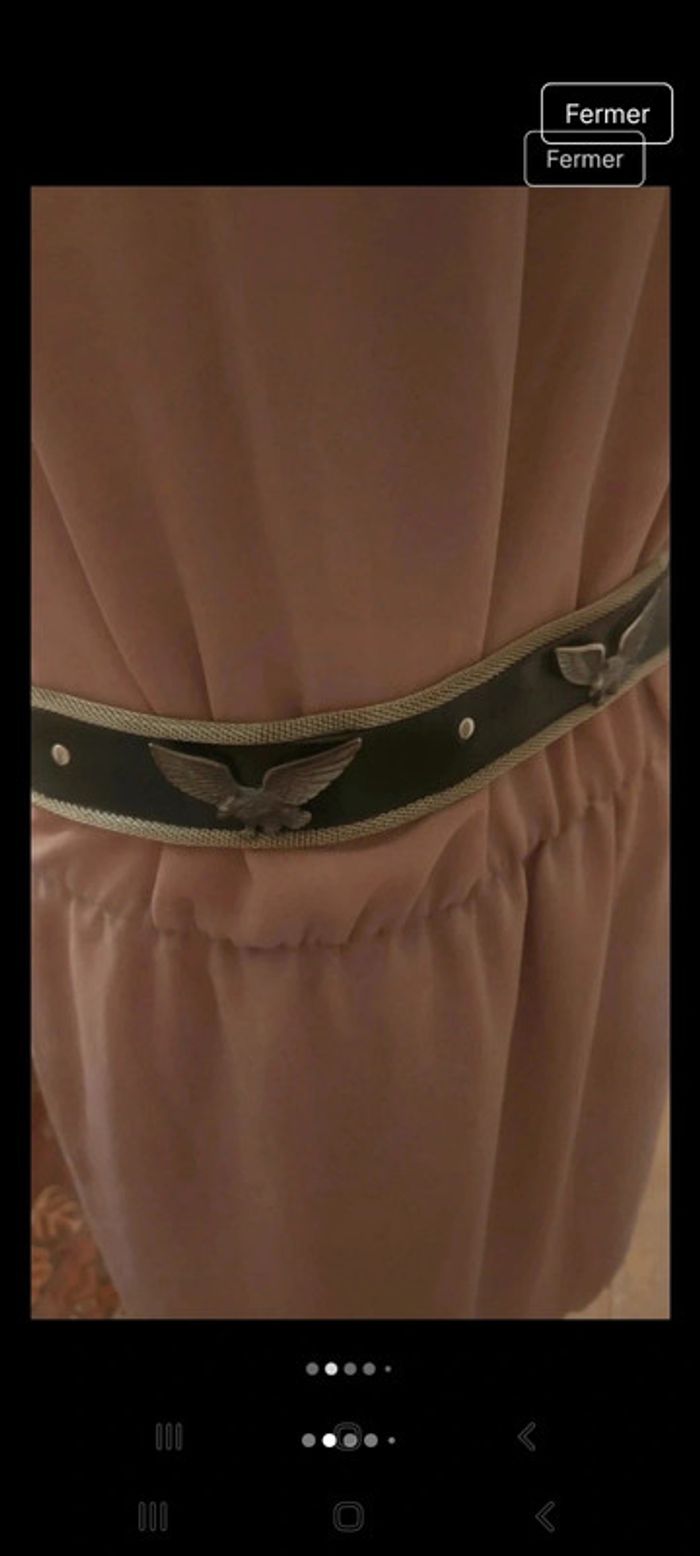 Ceinture en métal/cuir/aigles ajustable 80/90cm - photo numéro 2