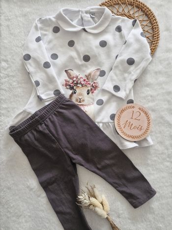 Ensemble blouse lapin et legging 12 mois