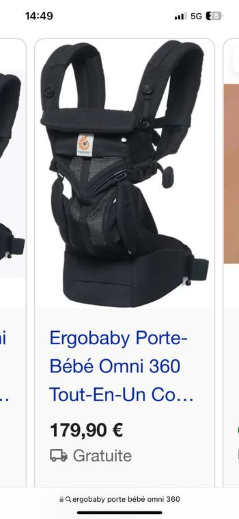 Porte bébé ergobaby omni 360 comme neuf