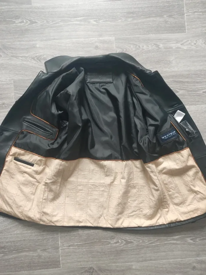 Blouson veste en cuir d'agneau noir avec poches taille 48 / XL Westbury - photo numéro 3