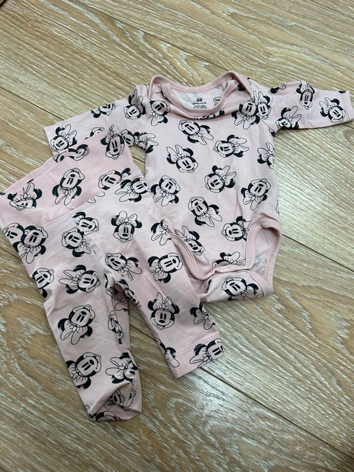 Ensemble Minnie Disney - rose 1/3 mois neuf - legging bodie body