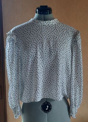 Blouse blanche à petits pois, Pull & Bear, taille L/40