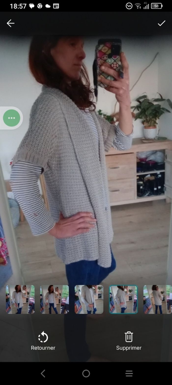 Gilet long 42 sans manches en maille texturée Gris c79 - photo numéro 4