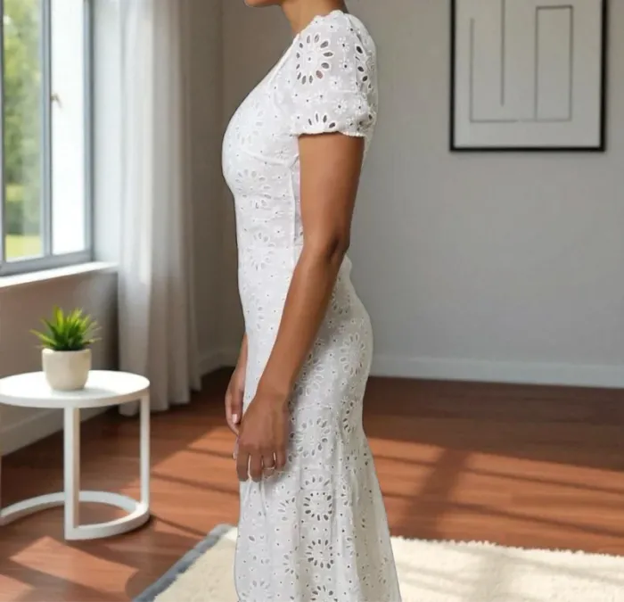 Robe blanche broderie anglaise bohème chic 🤍 été / mariage / vacances - photo numéro 2