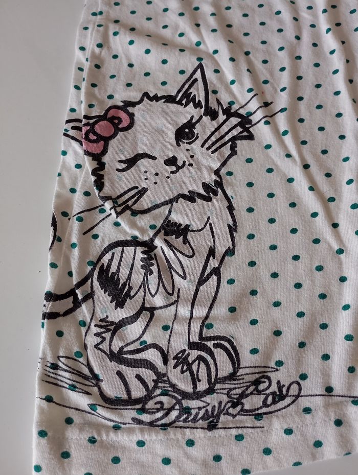 Chemise de nuit ou robe d'été. 10 ans . Coton . Blanc et vert . Chat . Graine de rêve. Très bon état - photo numéro 10