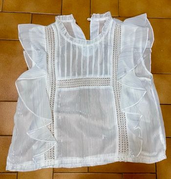 Petit haut couleur blanc transparent et fil argenté taille s