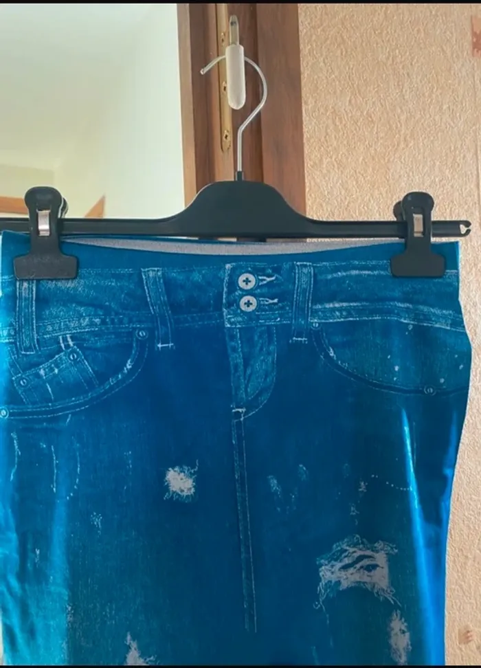 Leggings effet jeans bleu destroy – Taille XXL – Marque OSE – Très bon état - photo numéro 3