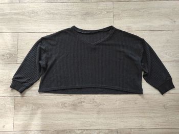 Pull court col en V oversize Romwe noir taille 34 XS