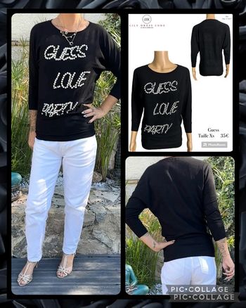 🖤 Pull GUESS strass guess love party– Taille xs SOLDÉ -50% 🖤