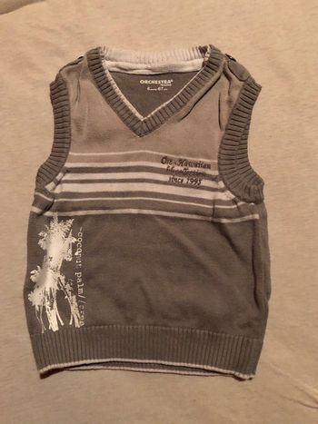 Pull sans manche beige et crème