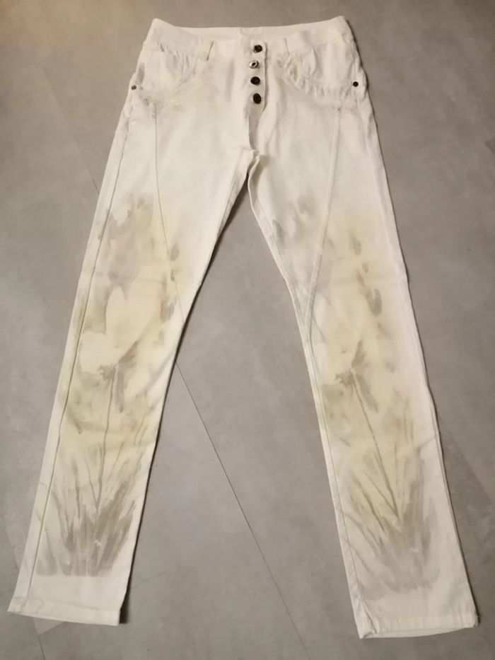Pantalon blanc imprimé